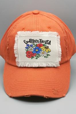 Patriotic God Bless USA Floral Hat