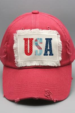Patriotic Polkadot USA Letters Hat
