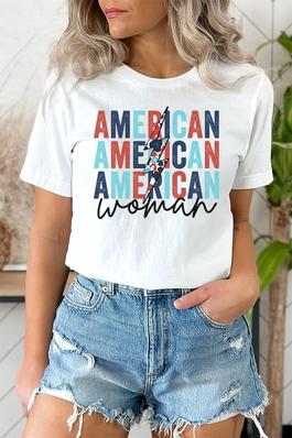 Patriotic American Mama Bolt Stack Graphic Tee