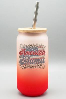 American Mama Leopard Frosted Glass Cup