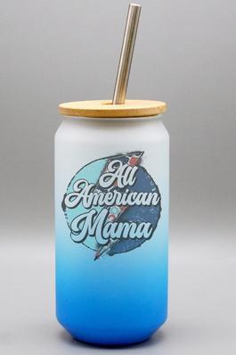 All American Mama Bolt Circle Frosted Glass Cup