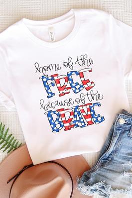 Patriotic Doodle Home of the Free Graphic Tee