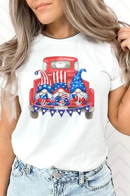 Patriotic Gnomes Red Truck Graphic Tee