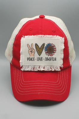 Patriotic Peace Love America Hat