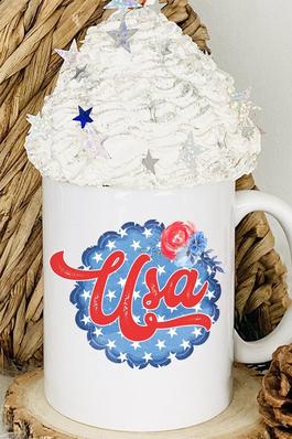 Patriotic USA Blue Circle Coffee Mug Cup
