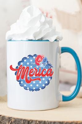 Patriotic Merica Blue Circle Coffee Mug Cup
