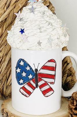 Patriotic America Butterfly Coffee Mug Cup