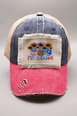 Patriotic Freedom Jars Distressed Patch Hat