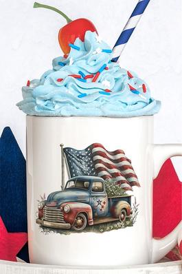 Patriotic American Flag Truck Coffee Mug 