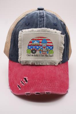 Patriotic Love This Land Camper Distressed Hat