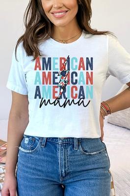 Patriotic American Woman Bolt Stack Graphic Tee