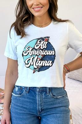 All American Mama Circle Bolt Graphic Tee