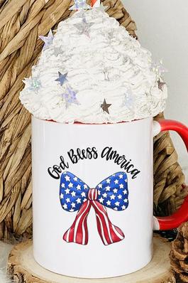 Patriotic God Bless America Bow Coffee Mug Cup