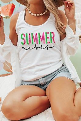 Summer Tops Summer Vibes Graphic Tank Top