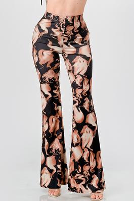 SEXY SMOCKY DTY PRINT STRETCH FIT AND FLARE PANTS