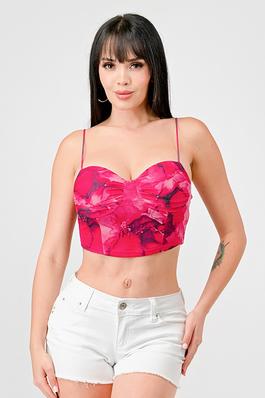 SEXY MARBLE PRINT MESH SWEETHEART CAMI CROPPED TOP