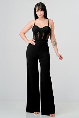 LUXE LACE SWEETHEART MESH CONTRAST JUMPSUIT