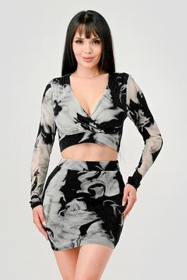 LUXE LUREX MESH WRAP CROPPED TOP & MINI SKIRT SETS