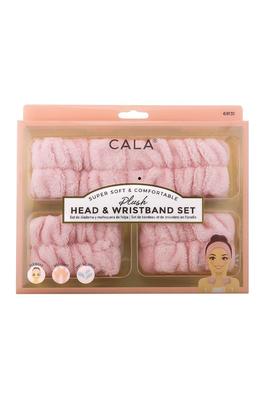 CALA Peach Plush Headband & Wristband Set