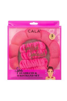 CALA Hot Pink Spa Headband & Wristband Set