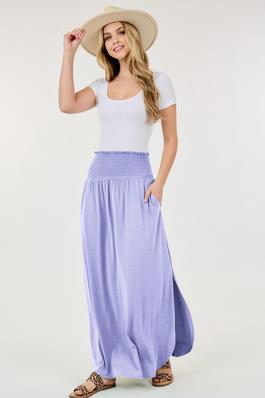 Maxi Skirt with Elastic Waist and Pockets