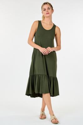 Tank Sleeve Ruffle Solid Dress