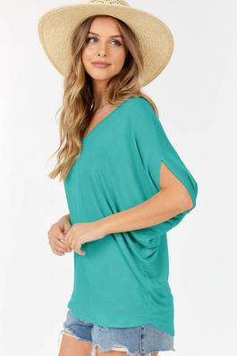 Women's V Neck Top with dolman sleeves