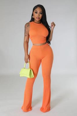 CROP TOP AND FLARE PANTS SET