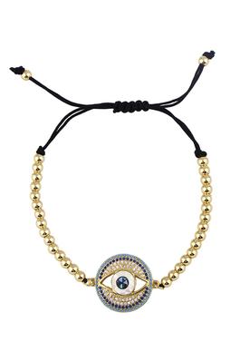 Evil Eye Disc Zircon Chains Bracelets B2660