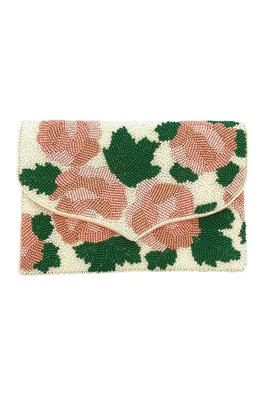 FLOWERS & LEAVES Beaded Clutch LAC-SS-650