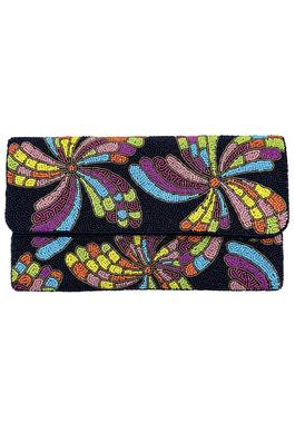 Navy Floral Multi Swirls Beaded Clutch LAC-SS-770