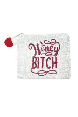 WINEY BITCH Beaded Coin Purse LAC-CP-1343