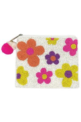 Multi Floral Beaded Coin Purse LAC-CP-1304
