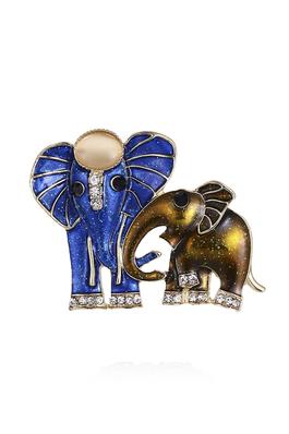 Two Elephant Rhinestone Pin PA3888