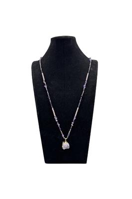 Amethyst Natural Stone Pearl Bead Necklace N5319