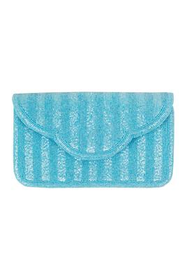 Light Blue Scalloped Beaded Clutch Bag LAC-SS-808