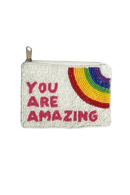 YOU ARE AMAZING Beaded Mani Coin Purse