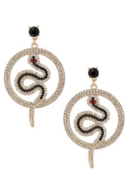 Snake Circle Rhinestone Earrings E4150