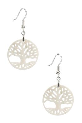 Pearl Shell Circle Tree Pattern Earrings E2269