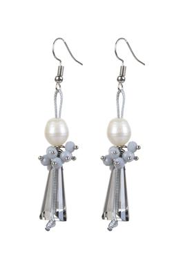 Women Elegant White Pearl Crystal Drop Earrings