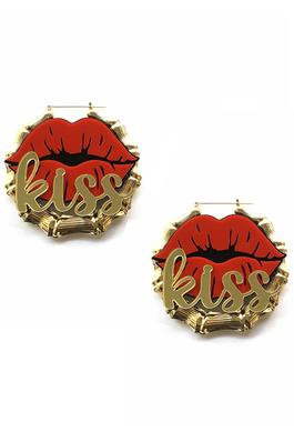 Kiss Lips Acrylic Hoop Earrings E5538
