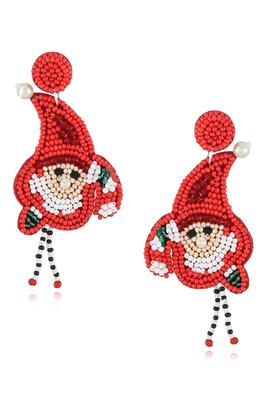 Santa Claus Seed Bead Earrings E8212
