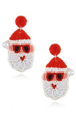 Santa Claus Seed Bead Earrings E8211