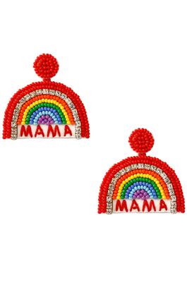 MAMA Rainbow Seed Bead Earrings E7586