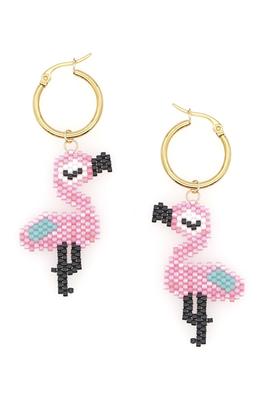 Flamingo Seed Bead Earrings E6468