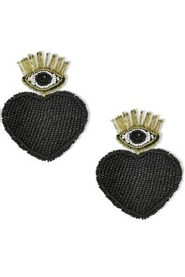 Evil Eye Heart Seed Bead Earrings E5151