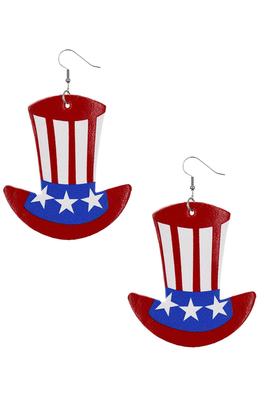 Hat American Flag Earrings E5622
