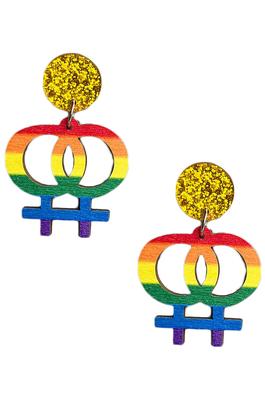 Female Symbols Rainbow Wooden Earrings E8073