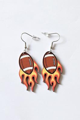 Rugby Fire Wooden Earrings E7878