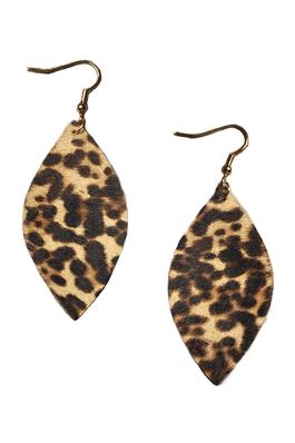Leopard Printed Leaf Leather Earrings E3218